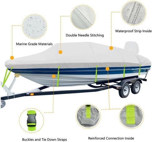 غلاف القارب Fit Bayliner 1950 Capri & Four Winns H1/H1 OB ، بوليستر من الدرجة البحرية 1200D مع طلاء PU ، وغطاء قارب مقاوم للماء من 20 إلى 22 قدمًا ومقاومة للأشعة فوق البنفسجية ، [شملت الغطاء الحركي] in Kuwait