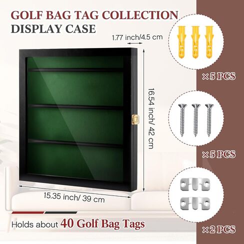 مجموعة مجموعة حقيبة الجولف تُحمل علبة عرض 40 حقيبة 16.54 × 15.35 × 1.77 بوصة صندوق ظلال خشبي مع مربع شاشة للأشعة فوق البنفسجية للأشعة فوق البنفسجية (أسود ، رمادي) in Saudi Arabia
