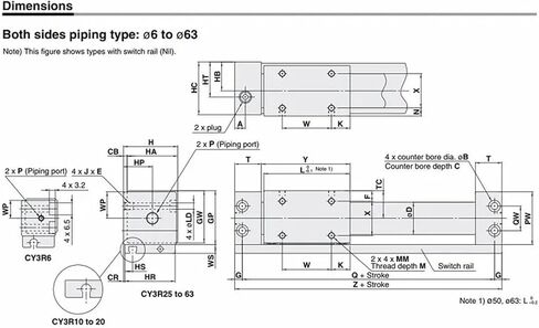 CY1R40-100 200 300 400 500 Pneumatic Parts Double Rodless Magnetically Cylinder with Guide(CY1R40-300) in Kuwait