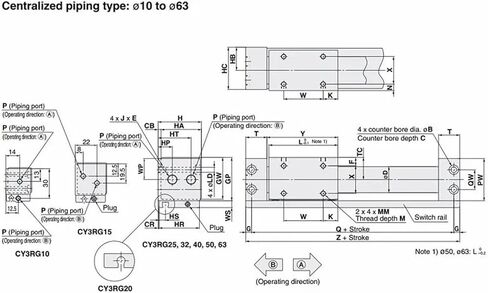 CY1R40-100 200 300 400 500 Pneumatic Parts Double Rodless Magnetically Cylinder with Guide(CY1R40-300) in Kuwait