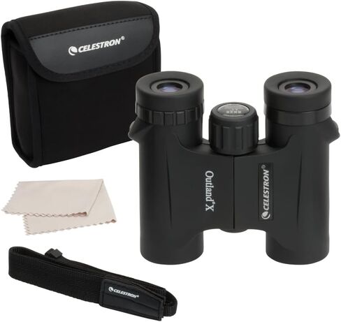 Celestron Outland X 10x25 Compact Binoculars for Hiking & Travel | Pocket-Sized Performance Binocular, 10x Magnification, Rubber-Armored Body, Waterproof, BaK-4 Prisms, Multi-Coated Optics in Saudi Arabia