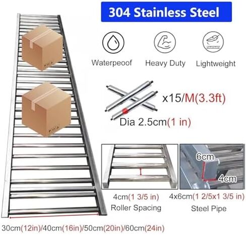 Extra Long Portable Conveyor for Docks & Trucks Folding Rollers Supermarkets Light-Duty Belt Slides Collocatable Roller Roller,Heavy-Duty Foldable Industrial Gravity Conveyor Rail 700Lbs - in Kuwait