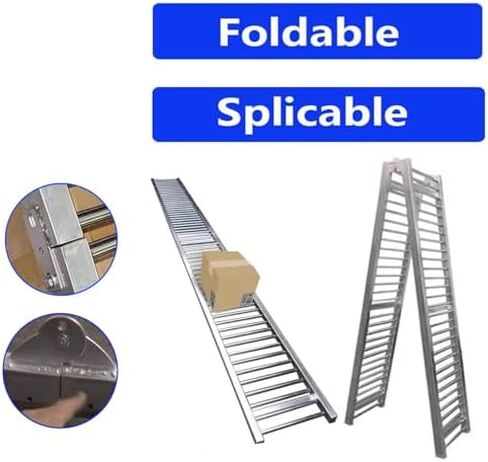 Extra Long Portable Conveyor for Docks & Trucks Folding Rollers Supermarkets Light-Duty Belt Slides Collocatable Roller Roller,Heavy-Duty Foldable Industrial Gravity Conveyor Rail 700Lbs - in Kuwait
