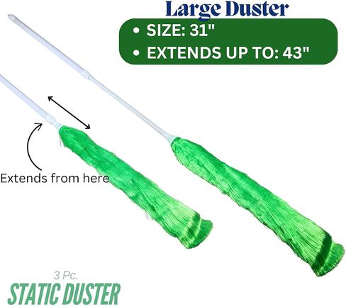 3 Piece Magic Static Duster Set | Electrostatic Dust Attraction | Extendable Handle 10", 26", 42" for High Reach | Washable | for Delicate Items & Hard-to-Reach Spots in Saudi Arabia
