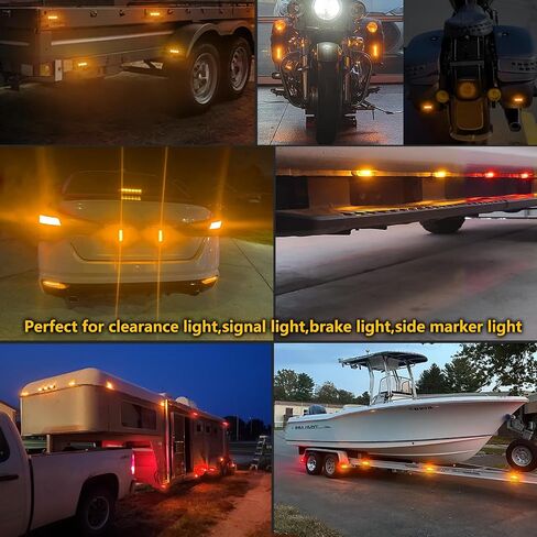 4pcs 3.4 بوصة باللون الأحمر/العنبر مصابيح الجانبية الصمامية ، سطحي مقاوم للماء ، فرامل إضاءة إضاءة لفرامل الجري للدراجة النارية للدراجات النارية (2DRED +2 AMBER) in Kuwait