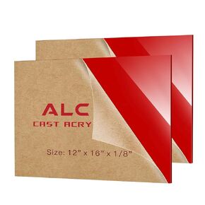 Red Acrylic Sheet 12" x 16" x 1/8" Thick, ALCCIFI 2 Pack Opaque Glossy Cast Red Plexiglass for DIY Crafts, Signage, Laser Cutting & Engraving in Saudi Arabia