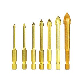 قطع الحفر الزجاجية كربيد 1 مجموعة من سداسي سداسي سداق أدوات الطاقة المغلفة من التيتانيوم إكسسوارات الحائط الحائط ثقب زجاج in Kuwait