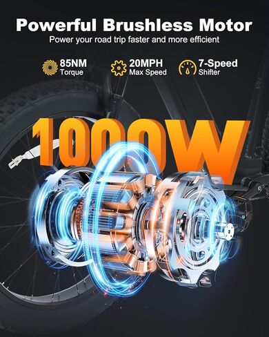 دراجة تيرا الكهربائية للبالغين ، 1000 واط الذروة Ebike ، 26 بوصة دراجة كهربائية الإطارات الدهنية ، 20 ميلاً في الساعة 56 ميلاً من الدراجة الجبلية الكهربائية ، 48 فولت 13AH محاضرة بطارية قابلة للإزالة Ebike ، UL2849 معتمدة ، إطار سبيكة الألومنيوم in Kuwait
