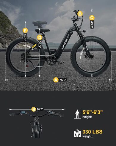 دراجة تيرا الكهربائية للبالغين ، 1000 واط الذروة Ebike ، 26 بوصة دراجة كهربائية الإطارات الدهنية ، 20 ميلاً في الساعة 56 ميلاً من الدراجة الجبلية الكهربائية ، 48 فولت 13AH محاضرة بطارية قابلة للإزالة Ebike ، UL2849 معتمدة ، إطار سبيكة الألومنيوم in Kuwait