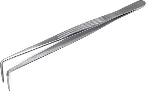 A2Z- High Precision Grade Stainless Steel Lab Tweezers 90 degree Angled Precision Point with Serrated Tips and Non Slip Grip Labware, Inspection & Repair Tool - 8 Inch in Saudi Arabia