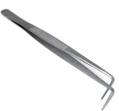 A2Z- High Precision Grade Stainless Steel Lab Tweezers 90 degree Angled Precision Point with Serrated Tips and Non Slip Grip Labware, Inspection & Repair Tool - 8 Inch in Saudi Arabia