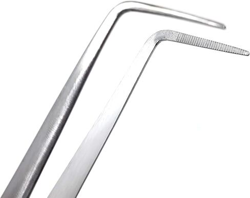 A2Z- High Precision Grade Stainless Steel Lab Tweezers 90 degree Angled Precision Point with Serrated Tips and Non Slip Grip Labware, Inspection & Repair Tool - 8 Inch in Saudi Arabia