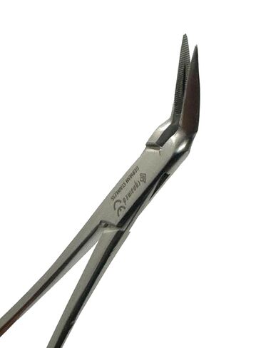 5.5" Stieglitz Splinter Fragment Forceps, Tapered, Serrated, Angled 90 Degree Fine Tipped Forceps - German Stainless Steel Dental Instruments in Kuwait