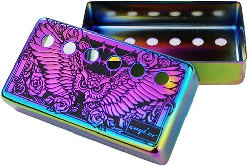 Guyker Humbucker Pickup Cover (50mm/52mm Pole Spacing) – Cupronickel Bridge and Neck Pickups Frame Set Replacement Parts for Les Paul LP Style Electric Guitar, Eagle Style, PC005 Chrome in Saudi Arabia