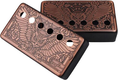 غويكر Humbucker Pickup Cover (تباعد القطب 50 مم/52 مم) - جسر Cupronickel وقطاع الرقبة إطار قطع الغيار للغيتار الكهربائي Les Paul LP ، نمط النسر ، PC005 Chrome in Saudi Arabia