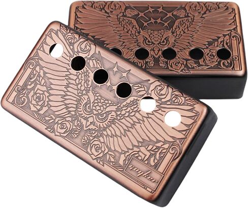 غويكر Humbucker Pickup Cover (تباعد القطب 50 مم/52 مم) - جسر Cupronickel وقطاع الرقبة إطار قطع الغيار للغيتار الكهربائي Les Paul LP ، نمط النسر ، PC005 Chrome in Saudi Arabia