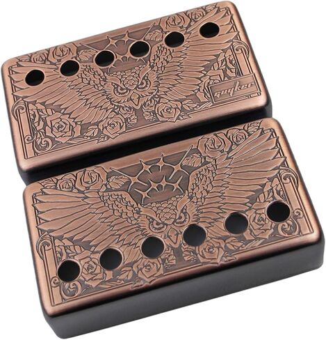 غويكر Humbucker Pickup Cover (تباعد القطب 50 مم/52 مم) - جسر Cupronickel وقطاع الرقبة إطار قطع الغيار للغيتار الكهربائي Les Paul LP ، نمط النسر ، PC005 Chrome in Saudi Arabia