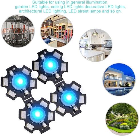 TOPINCN 3W High Power LED Lamp Beads Emitter Diode Chips DIY Lighting Fixtures Aluminium Base (455-460NM) in Saudi Arabia