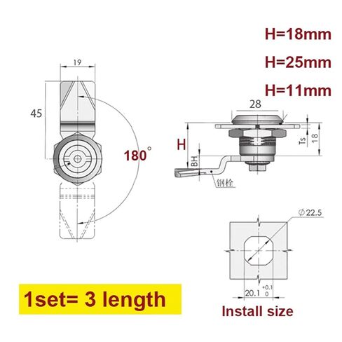 Lock 304 Stainless Cabinet Lock with 2keys 2 Cam Piece 3 Length for Mailbox Toolbox Outdoor Yacht Ships Rarelock MA121 1Pcs(Key Different) in Saudi Arabia