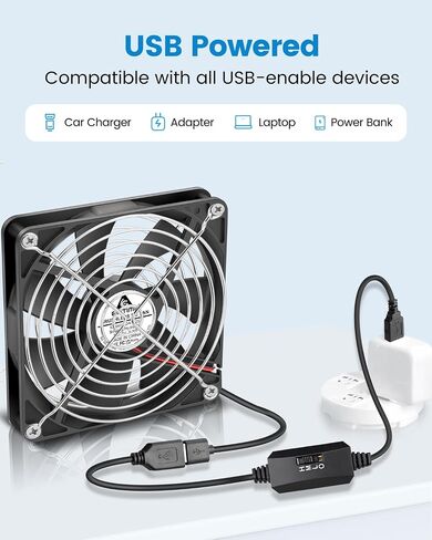 GDSTIME Slim 80mm x 15mm USB Fan 5V 3 Speed Control DC Brushless Cooling in Kuwait