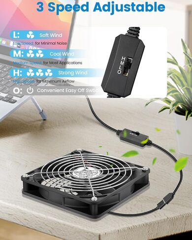 GDSTIME Slim 80mm x 15mm USB Fan 5V 3 Speed Control DC Brushless Cooling in Kuwait