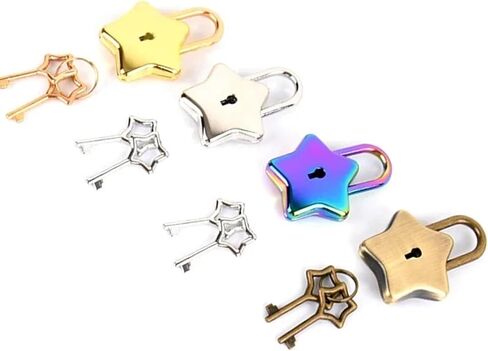 Colorful Star Padlock Key Lock for Lover Wedding Gift Box Diary Cabinet Pray Bless Rarelock MS538 1Pcs(Colorful) in Saudi Arabia