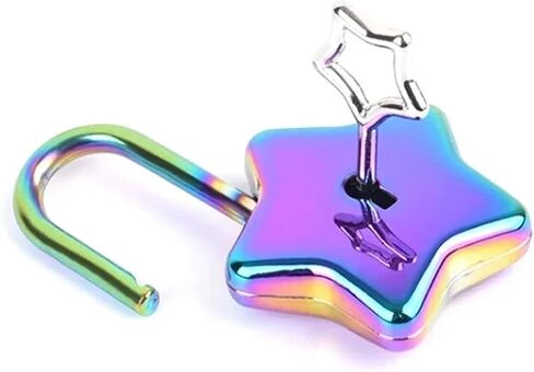 Colorful Star Padlock Key Lock for Lover Wedding Gift Box Diary Cabinet Pray Bless Rarelock MS538 1Pcs(Colorful) in Saudi Arabia