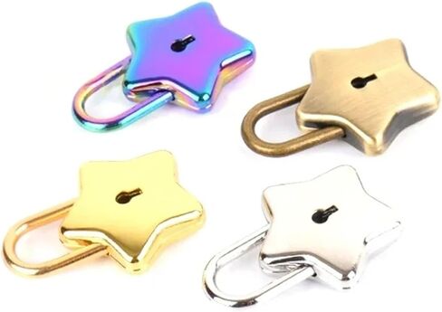 Colorful Star Padlock Key Lock for Lover Wedding Gift Box Diary Cabinet Pray Bless Rarelock MS538 1Pcs(Colorful) in Saudi Arabia