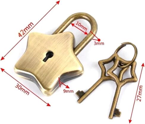 Colorful Star Padlock Key Lock for Lover Wedding Gift Box Diary Cabinet Pray Bless Rarelock MS538 1Pcs(Colorful) in Saudi Arabia