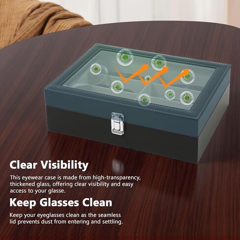 HineDa 8 Slots Hard Shell نظارات شمسية منظم - حالة نظارات جلدية PU الواقية للسفر ، الرجال نساء ، هدية لأبي عيد الحب عيد الحب (أبيض) in Kuwait