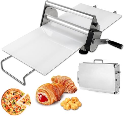 Manual Folding Dough Sheeter - Stainless Steel Rolling Machine for Pastry & Pizza, Adjustable Thickness for Perfect Dough, Ideal for Bakeries & Home Use in Saudi Arabia