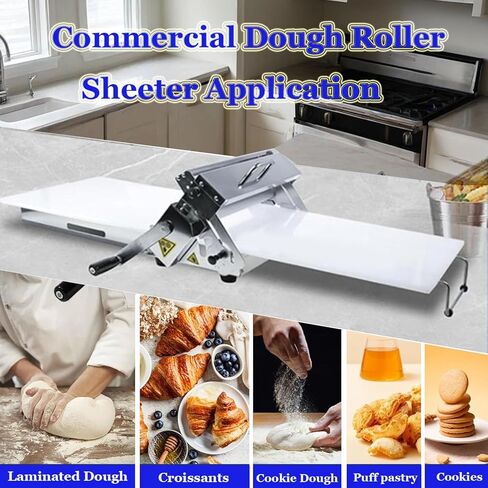 Manual Folding Dough Sheeter - Stainless Steel Rolling Machine for Pastry & Pizza, Adjustable Thickness for Perfect Dough, Ideal for Bakeries & Home Use in Saudi Arabia