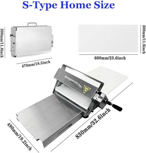 Manual Folding Dough Sheeter - Stainless Steel Rolling Machine for Pastry & Pizza, Adjustable Thickness for Perfect Dough, Ideal for Bakeries & Home Use in Saudi Arabia
