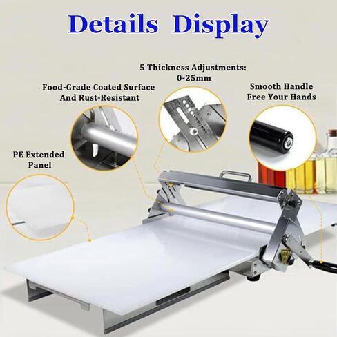 Manual Folding Dough Sheeter - Stainless Steel Rolling Machine for Pastry & Pizza, Adjustable Thickness for Perfect Dough, Ideal for Bakeries & Home Use in Saudi Arabia