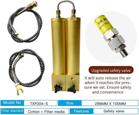 4500Psi air Compressor Filter Oil Water Filter Separator Double Filter with Safety Valve Activated Carbon Mixed Filter(L286mm Safety Valve) in Saudi Arabia