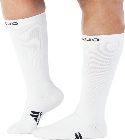 Mojo Compression Socks - Black and White Athletic Crew Length for Medium Support (15-20mmHg) - Available in 8 Sizes for Men and Women - 1 Pair in Saudi Arabia