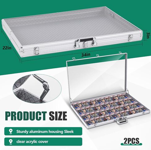 2 Pcs Card Show Display Case Trade Show Display Case Sport Aluminum Glass Table Top Portable Box with Clear Acrylic Showcase with Lock for Jewelry Craft Collect in Saudi Arabia