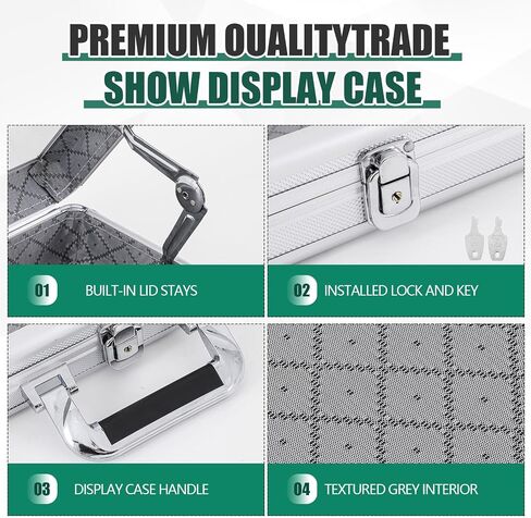 2 Pcs Card Show Display Case Trade Show Display Case Sport Aluminum Glass Table Top Portable Box with Clear Acrylic Showcase with Lock for Jewelry Craft Collect in Saudi Arabia