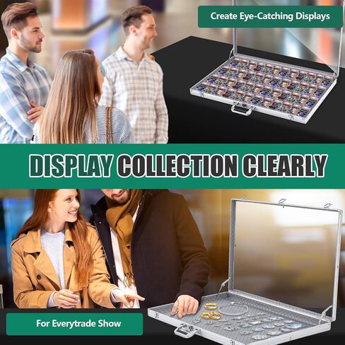 2 Pcs Card Show Display Case Trade Show Display Case Sport Aluminum Glass Table Top Portable Box with Clear Acrylic Showcase with Lock for Jewelry Craft Collect in Saudi Arabia