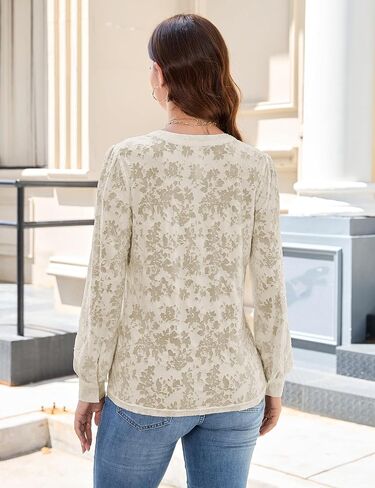 Blooming Jelly Womens Dressy Casual Blouses Lace Long Sleeve Tops Business Work Shirts V Neck Fall Fashion Clothes in Saudi Arabia