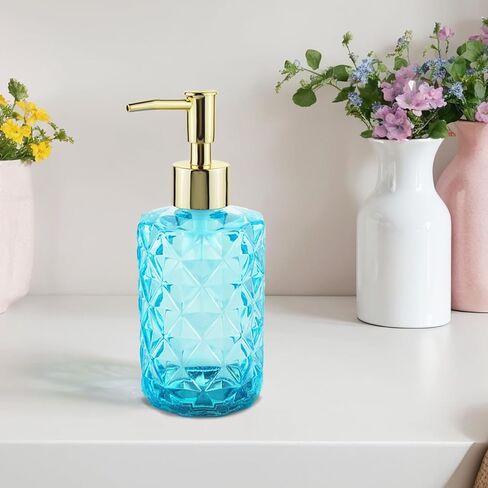 Pink Hand Soap Dispenser Glass Dish Liquid Soap Dispenser Cute Pink Bathroom Kitchen Accessories Decor in Saudi Arabia