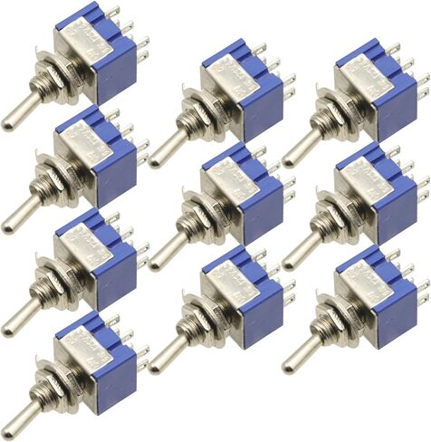 10Pcs MTS202 DPDT Toggle Switch 6-Pin SPDT ON-ON AC 6A 125V dpdt Switch in Saudi Arabia