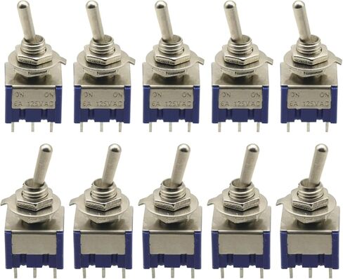 10Pcs MTS202 DPDT Toggle Switch 6-Pin SPDT ON-ON AC 6A 125V dpdt Switch in Saudi Arabia