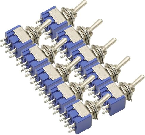 10Pcs MTS202 DPDT Toggle Switch 6-Pin SPDT ON-ON AC 6A 125V dpdt Switch in Saudi Arabia
