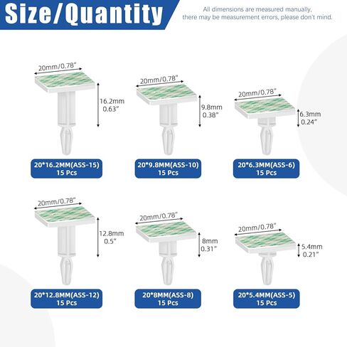 Glarks 90pcs 5.4/6.3/8/9.8/12.8/16.2mm فاصل PCB لزجة ، تدعم ارتفاع لاصقة عزل القفل المشارك in Saudi Arabia