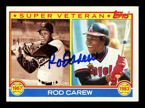 Rod Carew Autographed 1983 Topps Super Veteran Card #201 California Angels Stock #211305 - Baseball Slabbed Autographed Cards in Saudi Arabia