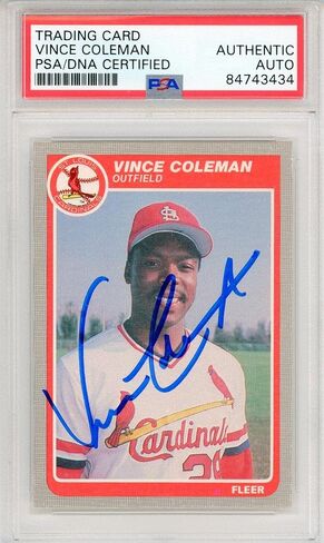 تم توقيع Vince Coleman 1985 Fleer Rookie Card #U -28 (PSA) - بطاقات موقعة بالبيسبول in Saudi Arabia
