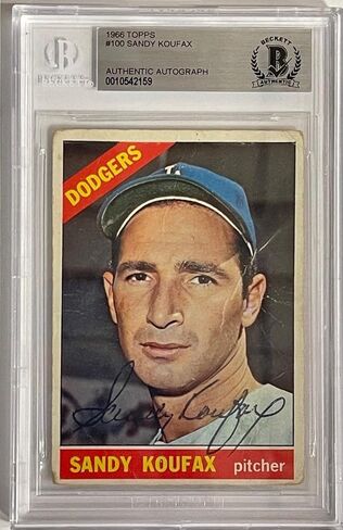 Sandy Koufax autographed 1966 Topps Card #100 (Beckett) - Baseball Slabbed Autographed Cards in Saudi Arabia