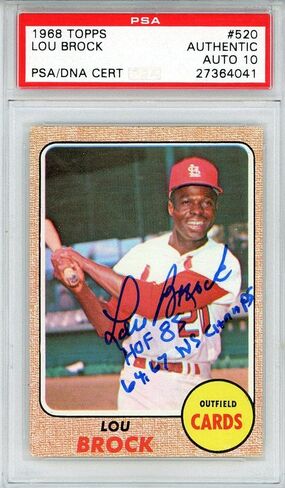 Lou Brock تم توقيعه 1968 Topps Card #520 (PSA) - بطاقات موقعة بالبيسبول in Kuwait