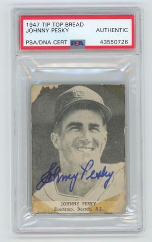 Johnny Pesky وقع عام 1947 TIP TOP Bread Red Sox Baseball Card + PSA Auto - MLB Motophorged Baseball Cards in Saudi Arabia